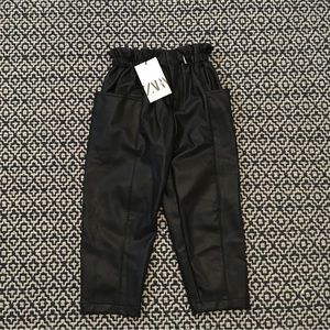 Zara Girls faux leather paper page black pants